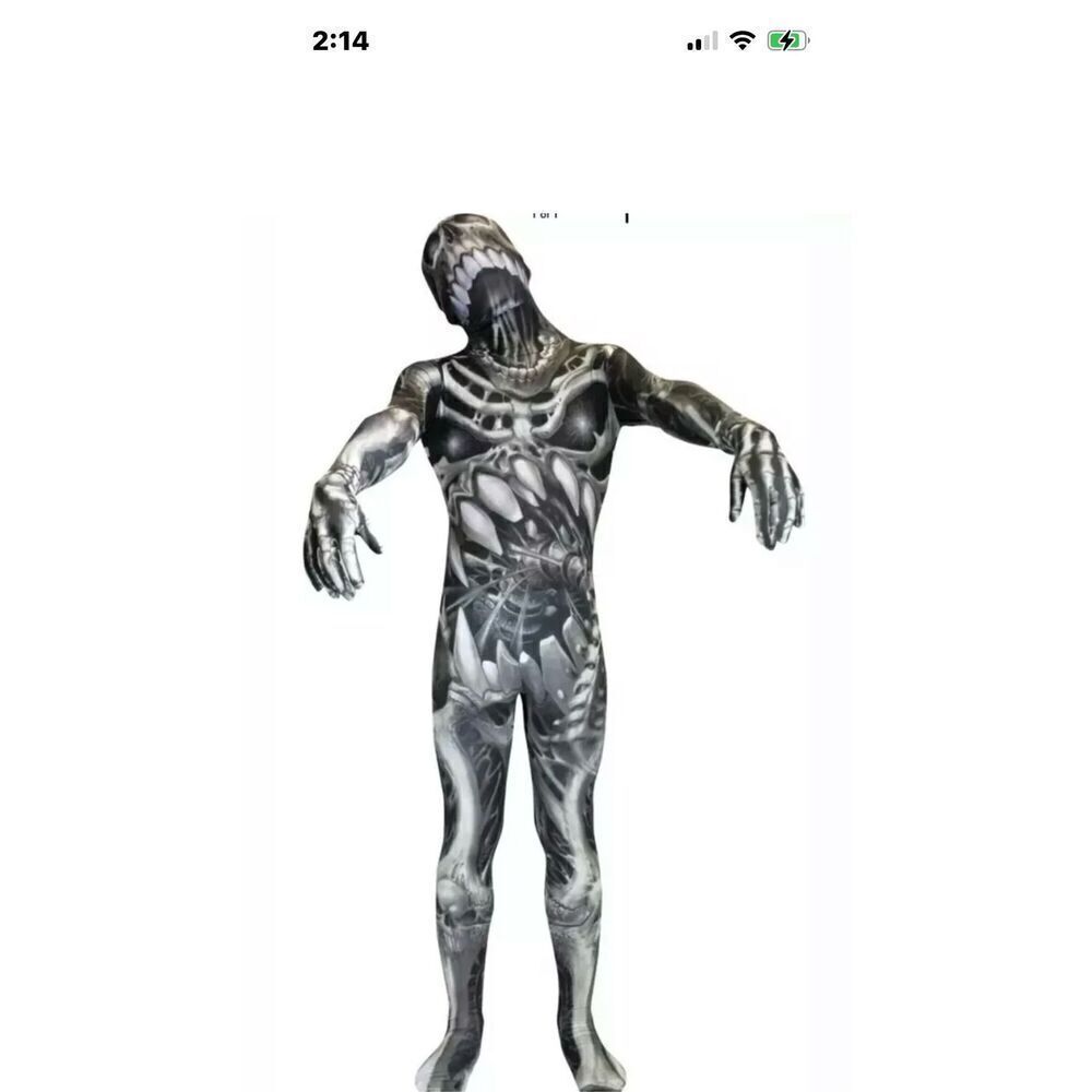 NEW ADULT MORPH SKULL BONES HALLOWEEN COSTUME SIZE XL XLARGE Full Body